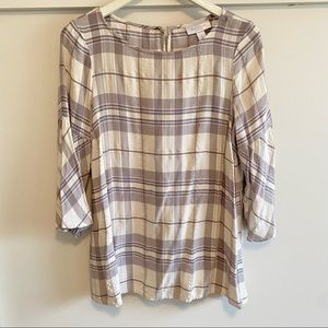 Motherhood Maternity Flutter Sleeve Plaid Blouse